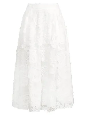 Louelaa Floral-Textured Midi-Skirt