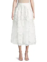 Louelaa Floral-Textured Midi-Skirt