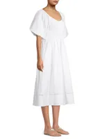 Smocked Cotton Midi-Dress