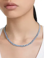 Rhodium-Plated & Crystals Tennis Necklace