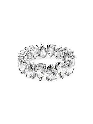 Matrix Rhodium-Plated & Crystal Ring