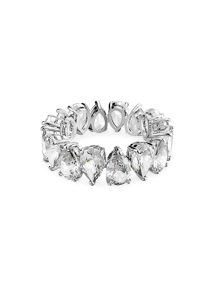 Matrix Rhodium-Plated & Crystal Ring