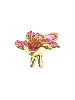 Idyllia Goldtone & Crystal Flower Cocktail Ring