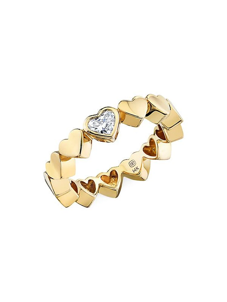 Heart 14K Gold & Diamond Eternity Ring