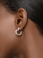 Matrix Rhodium-Plated & Crystal Small Heart Hoop Earrings