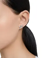 Volta Rhodium-Plated & Crystal Bow Stud Earrings