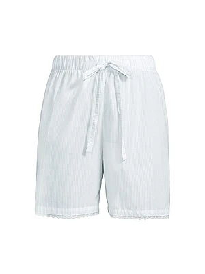 Mazy Striped Lace-Trim Pajama Shorts