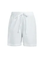 Mazy Striped Lace-Trim Pajama Shorts