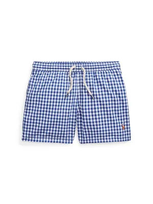 Little Boy's Gingham Print Swim Shorts