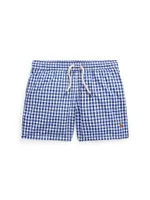 Little Boy's Gingham Print Swim Shorts