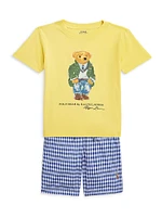 Little Boy's Gingham Print Swim Shorts