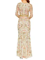 Long-Sleeve Sequin Maxi Dress