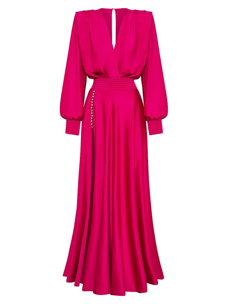 Chrystallia Satin Long-Sleeve Gown