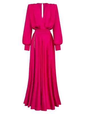 Chrystallia Satin Long-Sleeve Gown