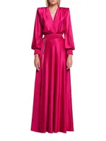 Chrystallia Satin Long-Sleeve Gown