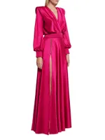 Chrystallia Satin Long-Sleeve Gown