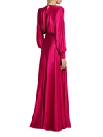 Chrystallia Satin Long-Sleeve Gown