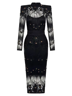 L'Artiste Embellished Midi-Dress