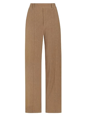 Linen-Blend High-Rise Trousers