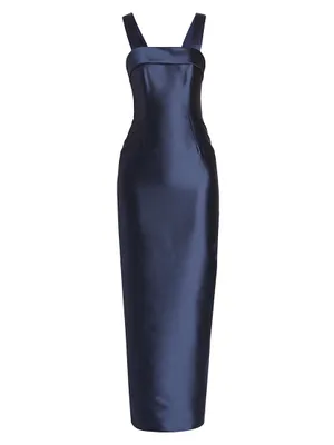 Brigitte Bow-Embellished Column Gown