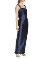 Brigitte Bow-Embellished Column Gown