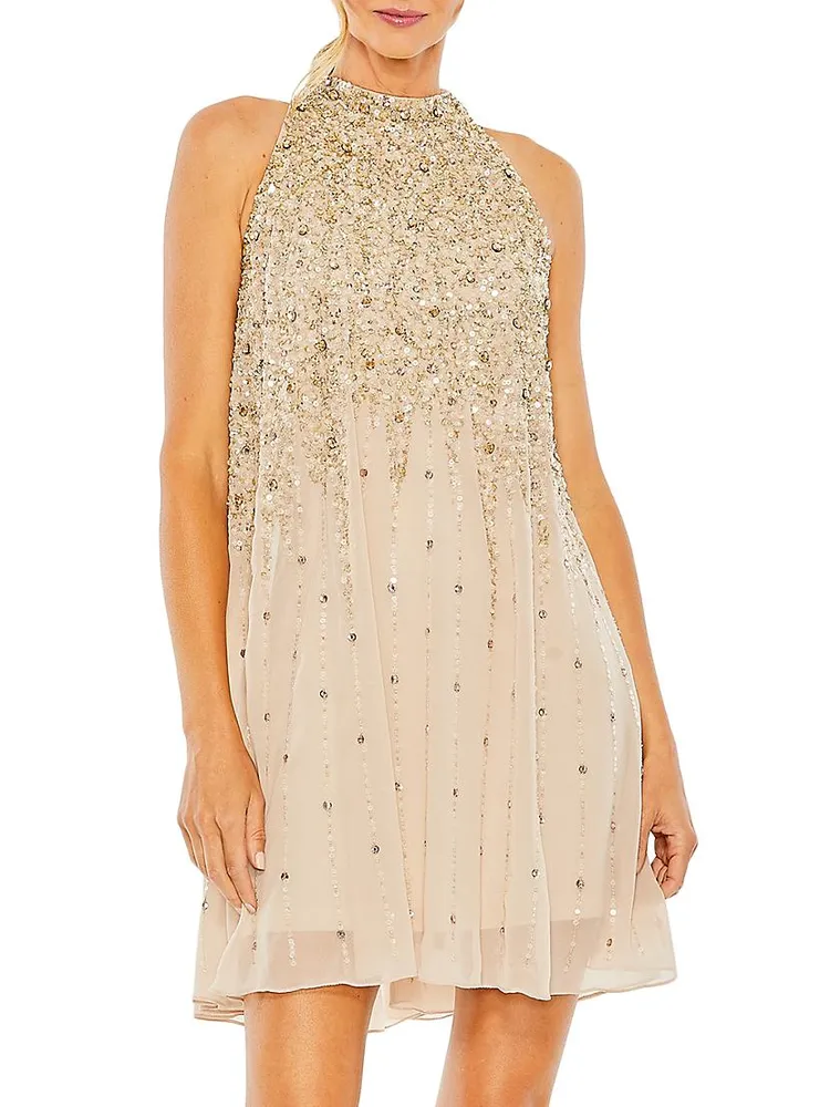 Sequin-Embellished Trapeze Dress