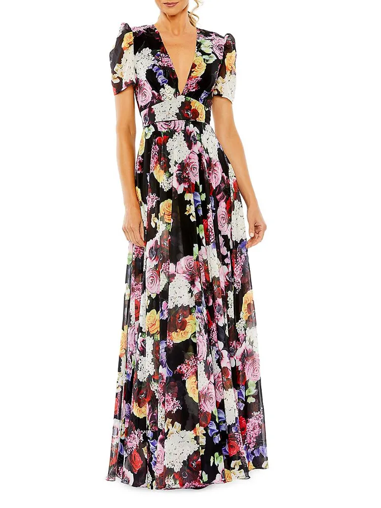 Ieena Floral Chiffon Gown