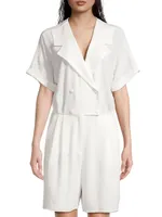 Short-Sleeve Double-Breasted Romper