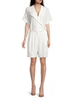 Short-Sleeve Double-Breasted Romper