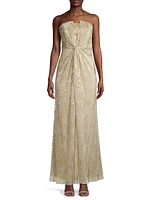 Strapless Twisted Metallic Gown