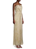 Strapless Twisted Metallic Gown