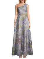 One-Shoulder Jacquard Gown