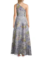 One-Shoulder Jacquard Gown