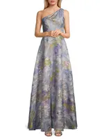 One-Shoulder Jacquard Gown