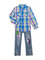 Little Boy's & BB Plaid Woven Flannel Shirt