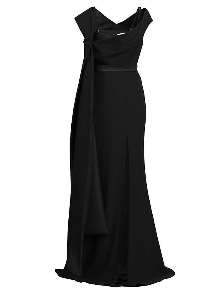 Draped Off-The-Shoulder Gown