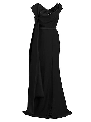 Draped Off-The-Shoulder Gown