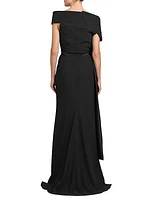 Draped Off-The-Shoulder Gown