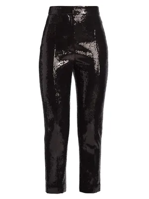 Ankle-Crop Sequin Trousers