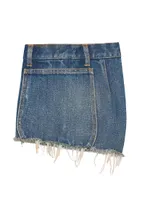 Raw-edge Shorts Indigo Sky Blue Denim