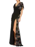 Beaded Floral Gown