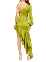 One-Shoulder Satin Gown