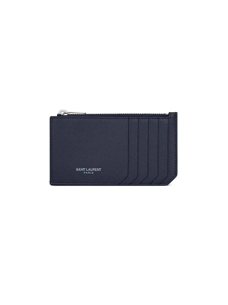 Paris Fragment Zipped Credit Card Case Embossed Leather