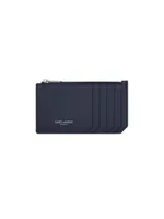 Paris Fragment Zipped Credit Card Case Embossed Leather