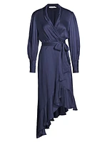 Belted Silk Wrap Midi-Dress