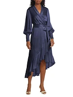 Belted Silk Wrap Midi-Dress