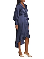 Belted Silk Wrap Midi-Dress