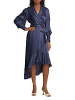 Belted Silk Wrap Midi-Dress