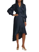 Belted Silk Wrap Midi-Dress