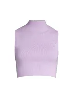 Laser-Dot Mock Turtleneck Crop Top